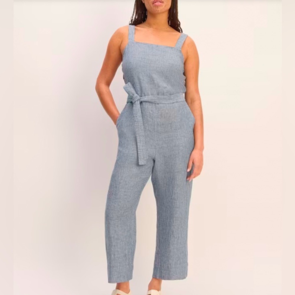 Everlane Blue Square-Neck Jumpsuit